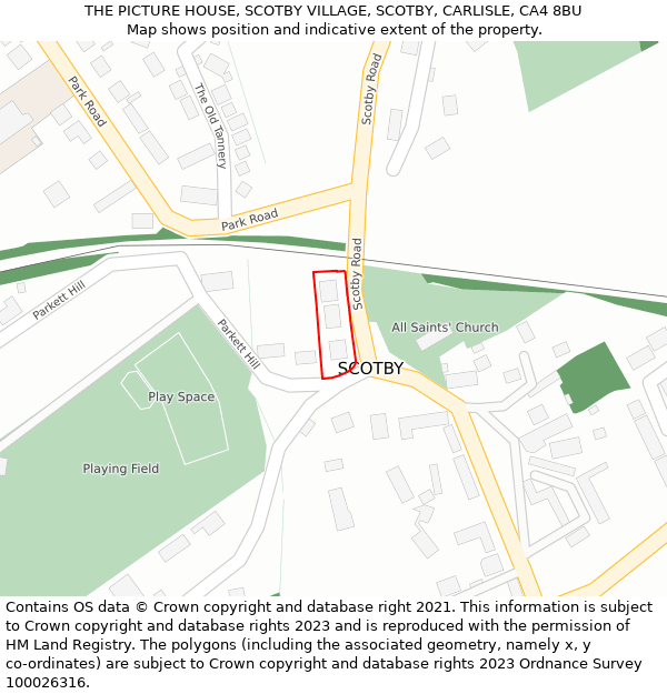 THE PICTURE HOUSE, SCOTBY VILLAGE, SCOTBY, CARLISLE, CA4 8BU: Location map and indicative extent of plot