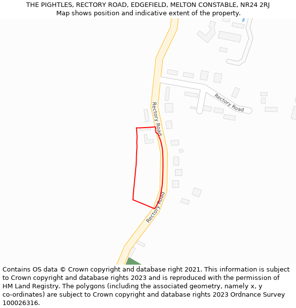 THE PIGHTLES, RECTORY ROAD, EDGEFIELD, MELTON CONSTABLE, NR24 2RJ: Location map and indicative extent of plot