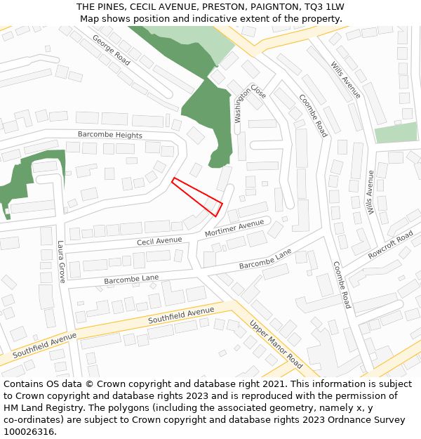 THE PINES, CECIL AVENUE, PRESTON, PAIGNTON, TQ3 1LW: Location map and indicative extent of plot