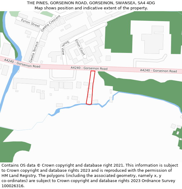 THE PINES, GORSEINON ROAD, GORSEINON, SWANSEA, SA4 4DG: Location map and indicative extent of plot