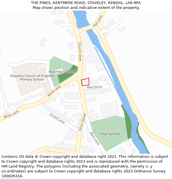 THE PINES, KENTMERE ROAD, STAVELEY, KENDAL, LA8 9PA: Location map and indicative extent of plot