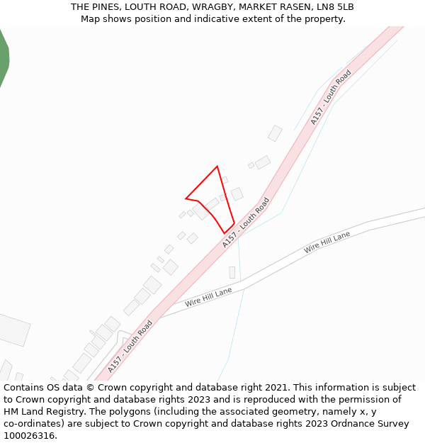 THE PINES, LOUTH ROAD, WRAGBY, MARKET RASEN, LN8 5LB: Location map and indicative extent of plot