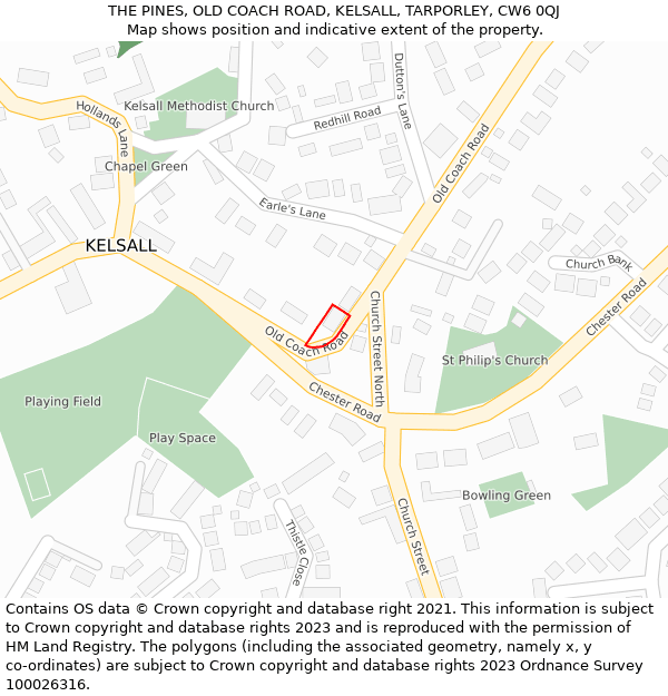 THE PINES, OLD COACH ROAD, KELSALL, TARPORLEY, CW6 0QJ: Location map and indicative extent of plot