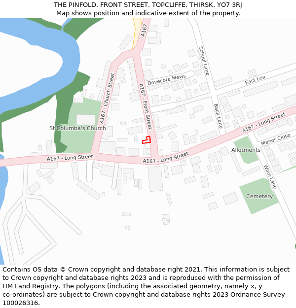 THE PINFOLD, FRONT STREET, TOPCLIFFE, THIRSK, YO7 3RJ: Location map and indicative extent of plot