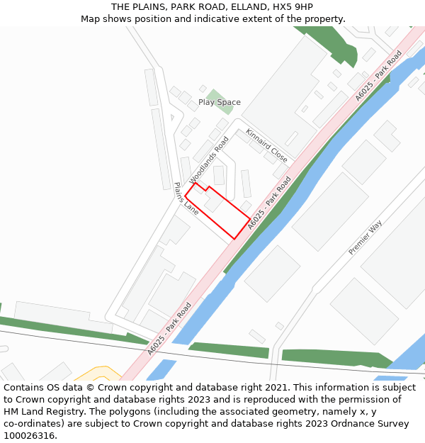 THE PLAINS, PARK ROAD, ELLAND, HX5 9HP: Location map and indicative extent of plot