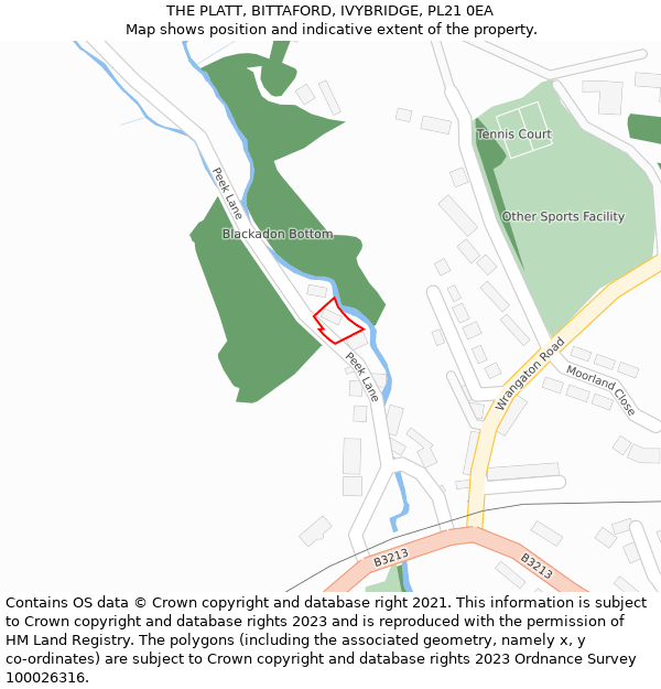 THE PLATT, BITTAFORD, IVYBRIDGE, PL21 0EA: Location map and indicative extent of plot