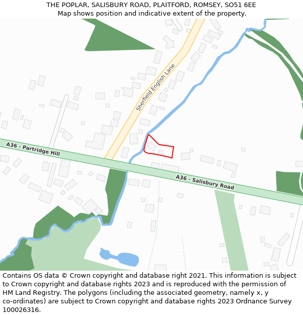 THE POPLAR, SALISBURY ROAD, PLAITFORD, ROMSEY, SO51 6EE: Location map and indicative extent of plot