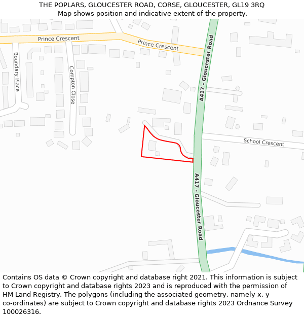 THE POPLARS, GLOUCESTER ROAD, CORSE, GLOUCESTER, GL19 3RQ: Location map and indicative extent of plot