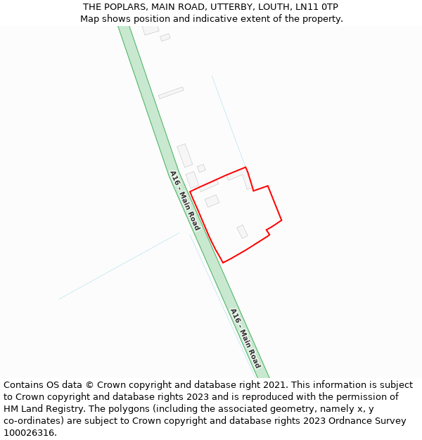 THE POPLARS, MAIN ROAD, UTTERBY, LOUTH, LN11 0TP: Location map and indicative extent of plot