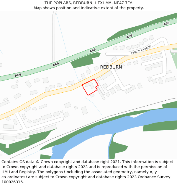 THE POPLARS, REDBURN, HEXHAM, NE47 7EA: Location map and indicative extent of plot