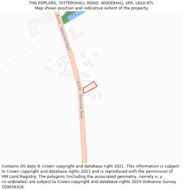 THE POPLARS, TATTERSHALL ROAD, WOODHALL SPA, LN10 6TL: Location map and indicative extent of plot