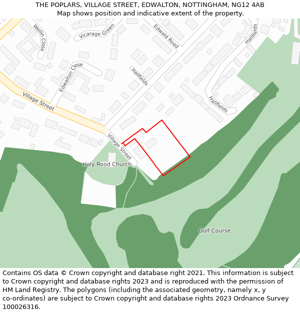 THE POPLARS, VILLAGE STREET, EDWALTON, NOTTINGHAM, NG12 4AB: Location map and indicative extent of plot