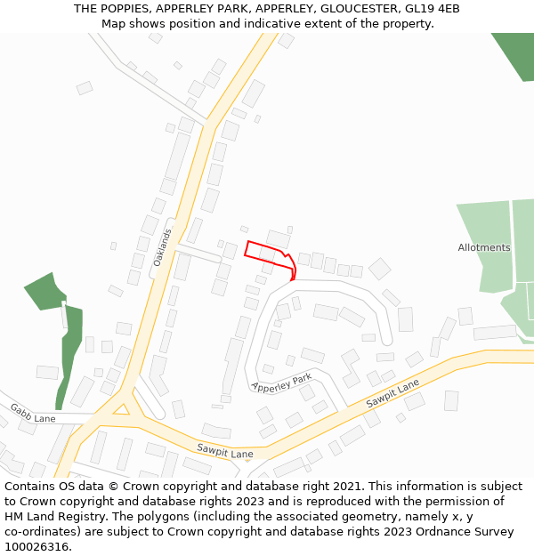 THE POPPIES, APPERLEY PARK, APPERLEY, GLOUCESTER, GL19 4EB: Location map and indicative extent of plot