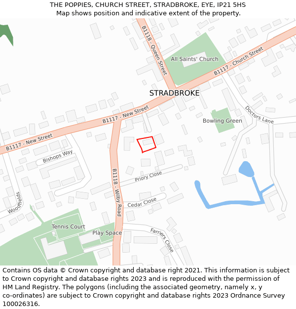 THE POPPIES, CHURCH STREET, STRADBROKE, EYE, IP21 5HS: Location map and indicative extent of plot