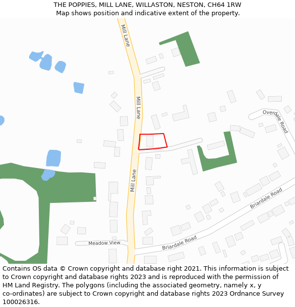 THE POPPIES, MILL LANE, WILLASTON, NESTON, CH64 1RW: Location map and indicative extent of plot