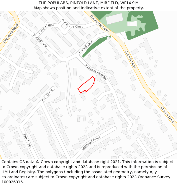 THE POPULARS, PINFOLD LANE, MIRFIELD, WF14 9JA: Location map and indicative extent of plot