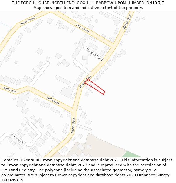 THE PORCH HOUSE, NORTH END, GOXHILL, BARROW-UPON-HUMBER, DN19 7JT: Location map and indicative extent of plot