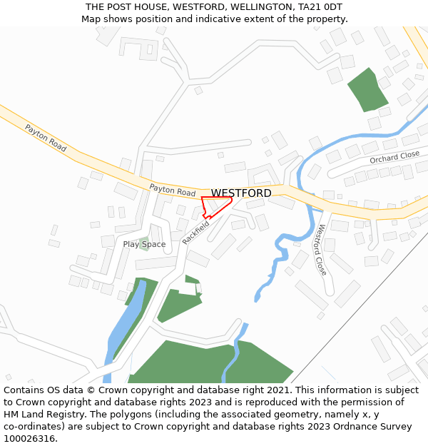 THE POST HOUSE, WESTFORD, WELLINGTON, TA21 0DT: Location map and indicative extent of plot