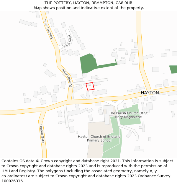 THE POTTERY, HAYTON, BRAMPTON, CA8 9HR: Location map and indicative extent of plot