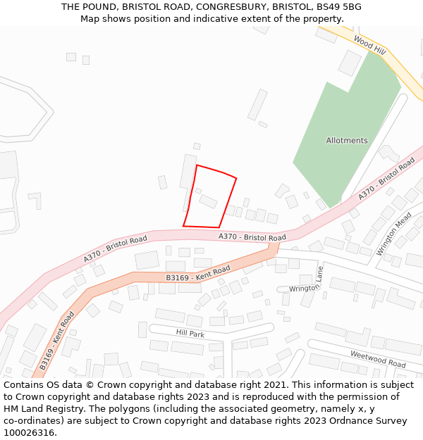 THE POUND, BRISTOL ROAD, CONGRESBURY, BRISTOL, BS49 5BG: Location map and indicative extent of plot