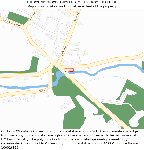 THE POUND, WOODLANDS END, MELLS, FROME, BA11 3PE: Location map and indicative extent of plot
