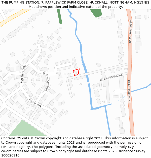 THE PUMPING STATION, 7, PAPPLEWICK FARM CLOSE, HUCKNALL, NOTTINGHAM, NG15 8JS: Location map and indicative extent of plot