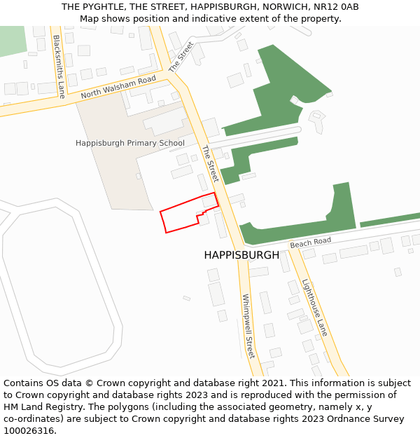 THE PYGHTLE, THE STREET, HAPPISBURGH, NORWICH, NR12 0AB: Location map and indicative extent of plot