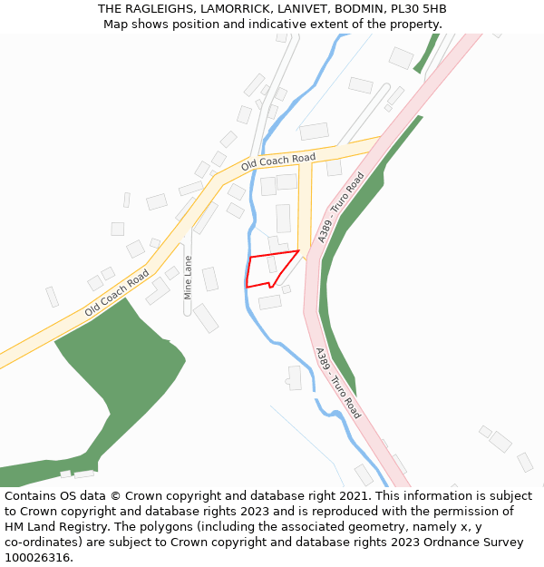 THE RAGLEIGHS, LAMORRICK, LANIVET, BODMIN, PL30 5HB: Location map and indicative extent of plot