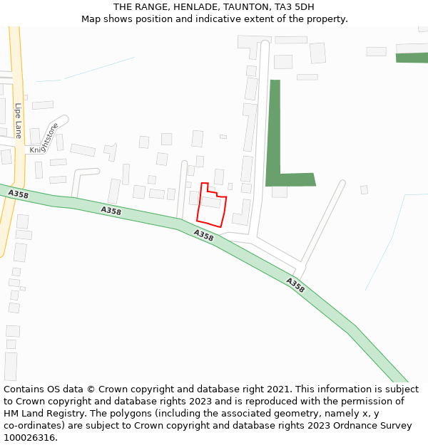 THE RANGE, HENLADE, TAUNTON, TA3 5DH: Location map and indicative extent of plot