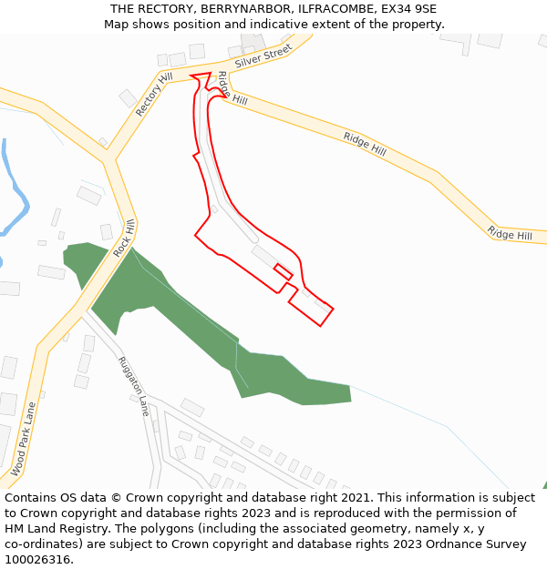 THE RECTORY, BERRYNARBOR, ILFRACOMBE, EX34 9SE: Location map and indicative extent of plot
