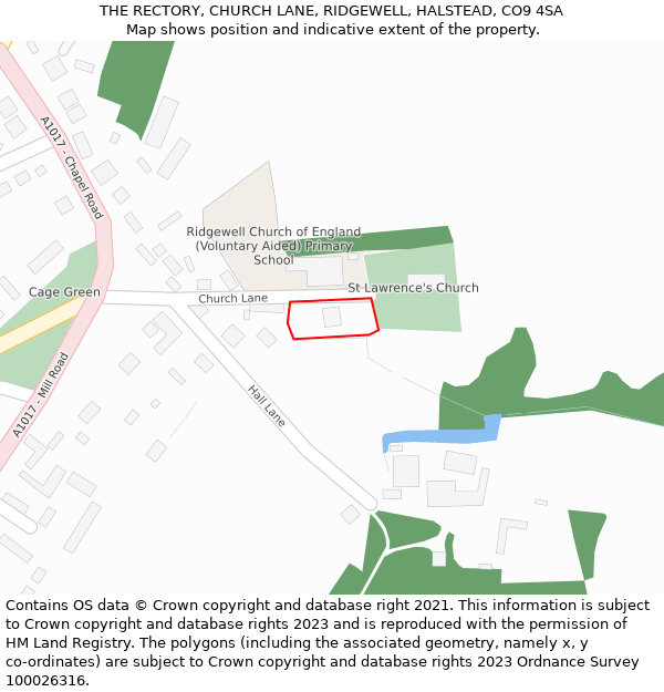 THE RECTORY, CHURCH LANE, RIDGEWELL, HALSTEAD, CO9 4SA: Location map and indicative extent of plot