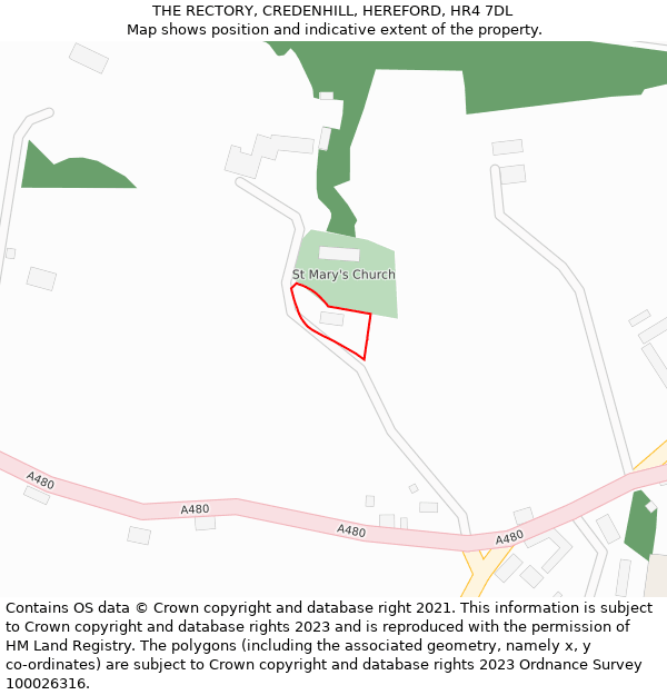 THE RECTORY, CREDENHILL, HEREFORD, HR4 7DL: Location map and indicative extent of plot