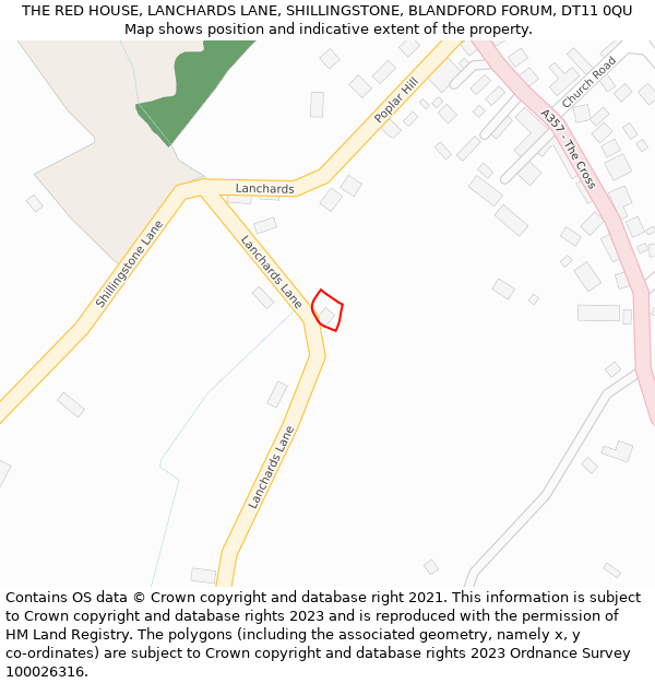 THE RED HOUSE, LANCHARDS LANE, SHILLINGSTONE, BLANDFORD FORUM, DT11 0QU: Location map and indicative extent of plot