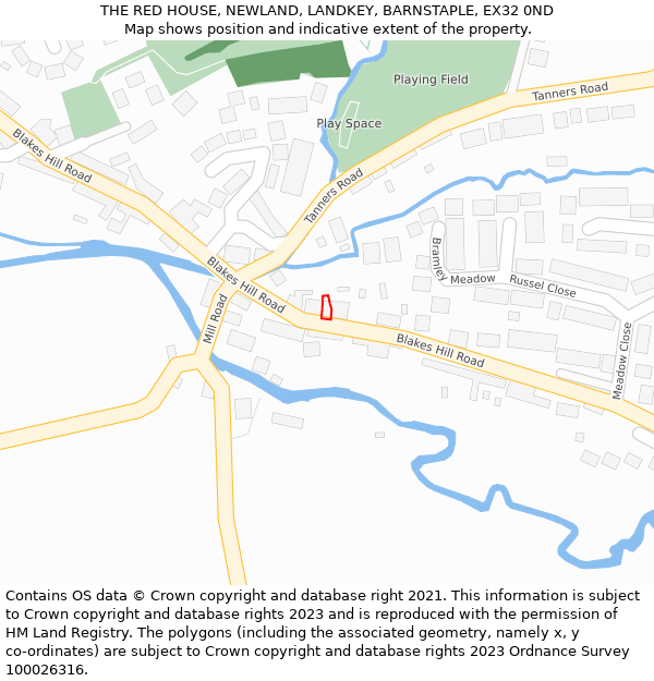 THE RED HOUSE, NEWLAND, LANDKEY, BARNSTAPLE, EX32 0ND: Location map and indicative extent of plot