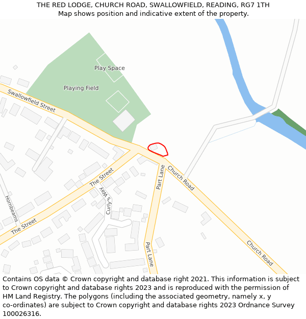 THE RED LODGE, CHURCH ROAD, SWALLOWFIELD, READING, RG7 1TH: Location map and indicative extent of plot