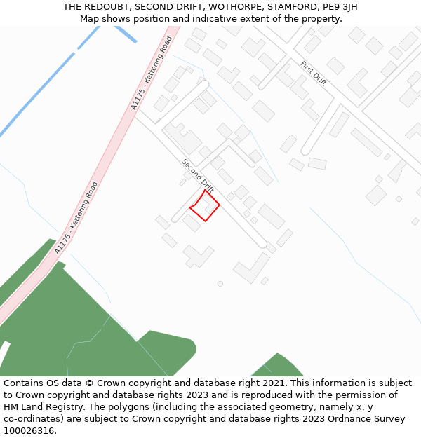THE REDOUBT, SECOND DRIFT, WOTHORPE, STAMFORD, PE9 3JH: Location map and indicative extent of plot