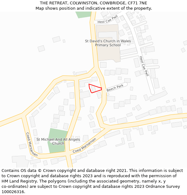 THE RETREAT, COLWINSTON, COWBRIDGE, CF71 7NE: Location map and indicative extent of plot