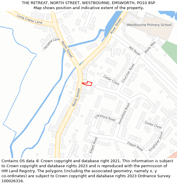 THE RETREAT, NORTH STREET, WESTBOURNE, EMSWORTH, PO10 8SP: Location map and indicative extent of plot