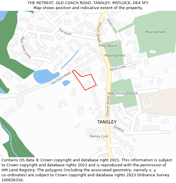THE RETREAT, OLD COACH ROAD, TANSLEY, MATLOCK, DE4 5FY: Location map and indicative extent of plot