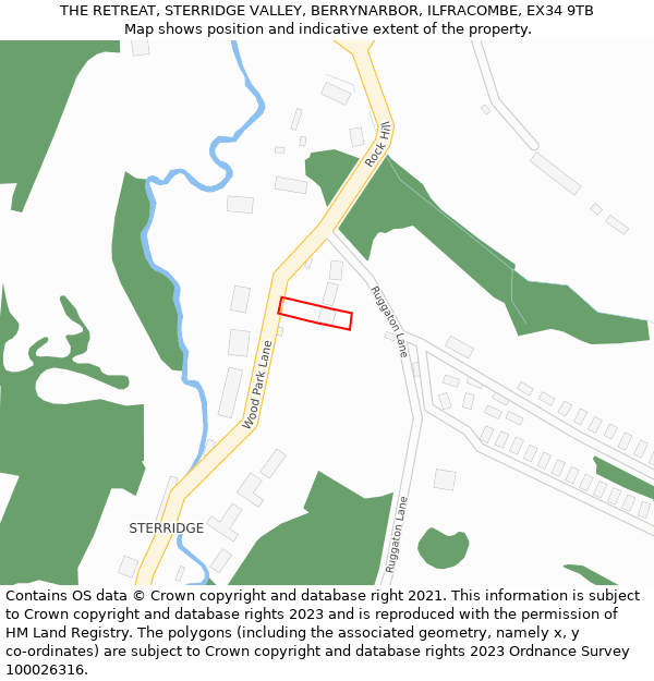 THE RETREAT, STERRIDGE VALLEY, BERRYNARBOR, ILFRACOMBE, EX34 9TB: Location map and indicative extent of plot