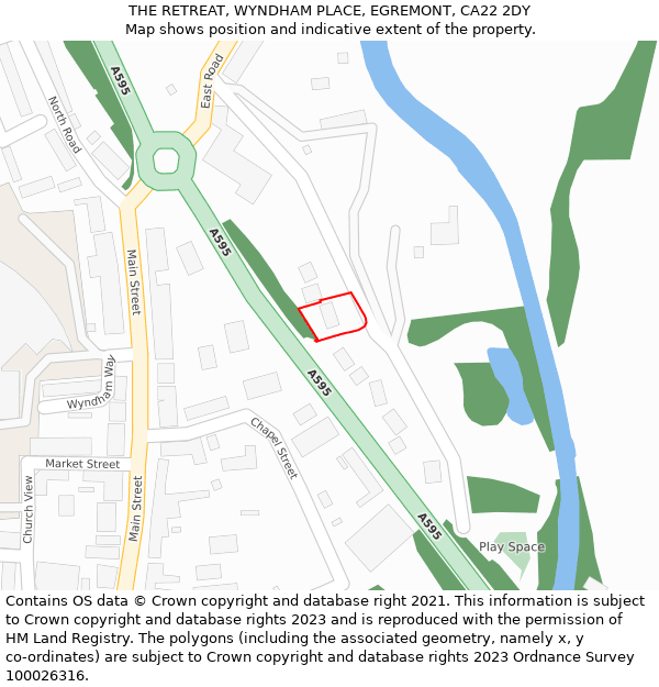 THE RETREAT, WYNDHAM PLACE, EGREMONT, CA22 2DY: Location map and indicative extent of plot