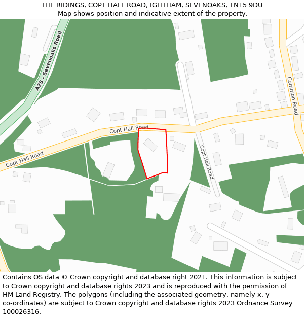 THE RIDINGS, COPT HALL ROAD, IGHTHAM, SEVENOAKS, TN15 9DU: Location map and indicative extent of plot