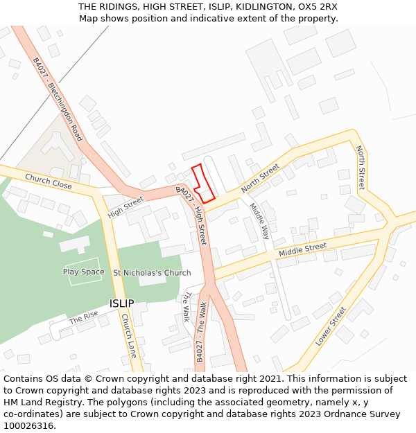 THE RIDINGS, HIGH STREET, ISLIP, KIDLINGTON, OX5 2RX: Location map and indicative extent of plot