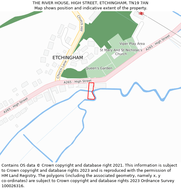 THE RIVER HOUSE, HIGH STREET, ETCHINGHAM, TN19 7AN: Location map and indicative extent of plot