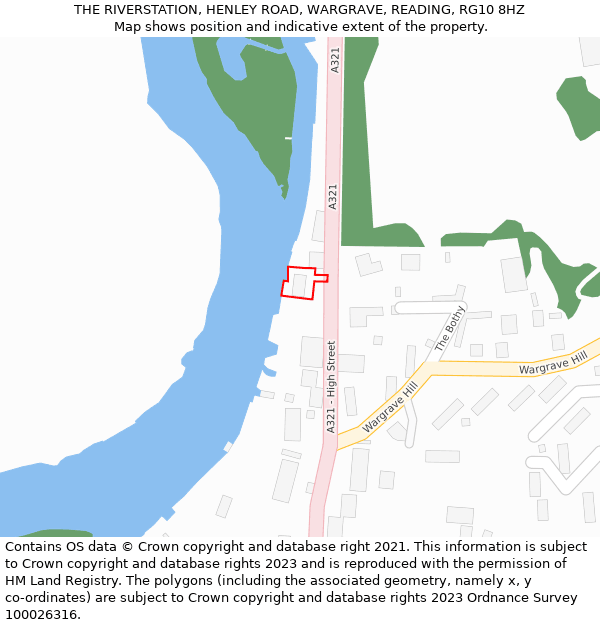 THE RIVERSTATION, HENLEY ROAD, WARGRAVE, READING, RG10 8HZ: Location map and indicative extent of plot