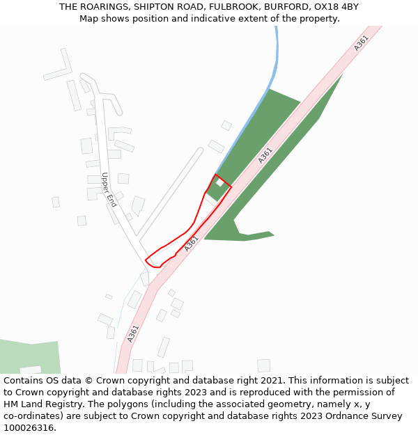 THE ROARINGS, SHIPTON ROAD, FULBROOK, BURFORD, OX18 4BY: Location map and indicative extent of plot