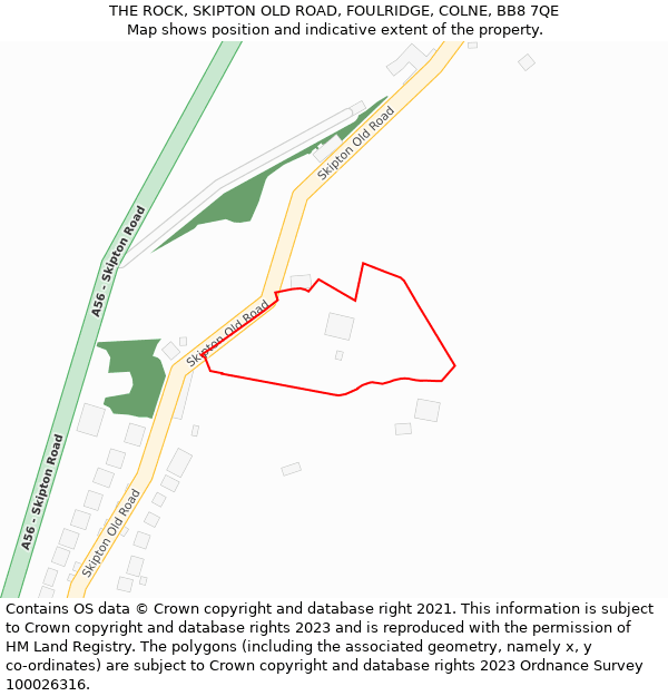 THE ROCK, SKIPTON OLD ROAD, FOULRIDGE, COLNE, BB8 7QE: Location map and indicative extent of plot