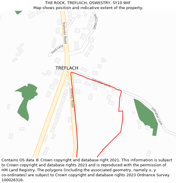 THE ROCK, TREFLACH, OSWESTRY, SY10 9HF: Location map and indicative extent of plot