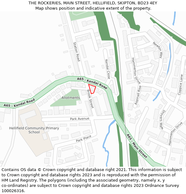 THE ROCKERIES, MAIN STREET, HELLIFIELD, SKIPTON, BD23 4EY: Location map and indicative extent of plot