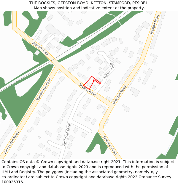 THE ROCKIES, GEESTON ROAD, KETTON, STAMFORD, PE9 3RH: Location map and indicative extent of plot